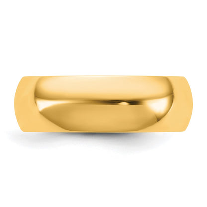 14K Yellow Gold 6.5mm Standard Comfort Fit Wedding Band Ring