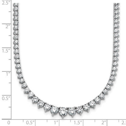 14K White Gold 10 1/10carat Lab Grown Diamond VS/SI+ G+ Complete Round 16 Inch Graduated Tennis Necklace
