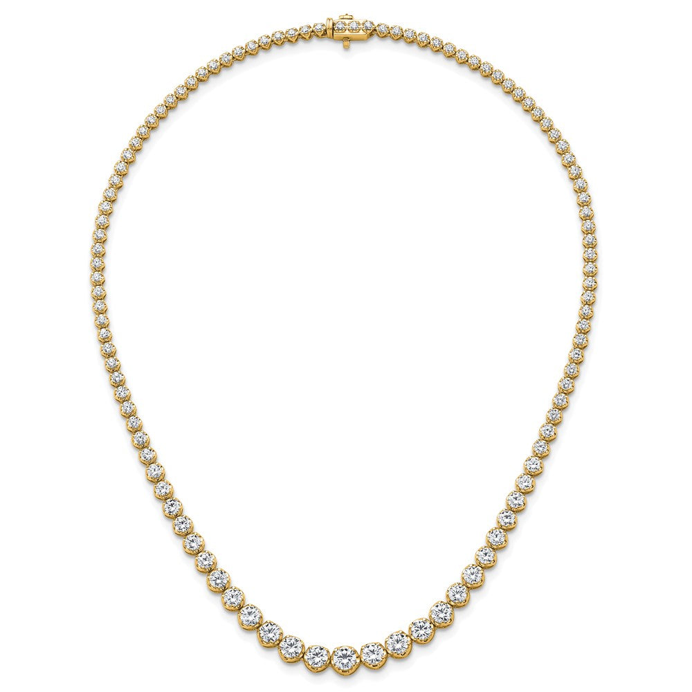 14K Yellow Gold 10 1/20 carat Certified Lab Grown Diamond VS/SI+ G+ Complete Round 16 Inch Graduated Tennis Necklace