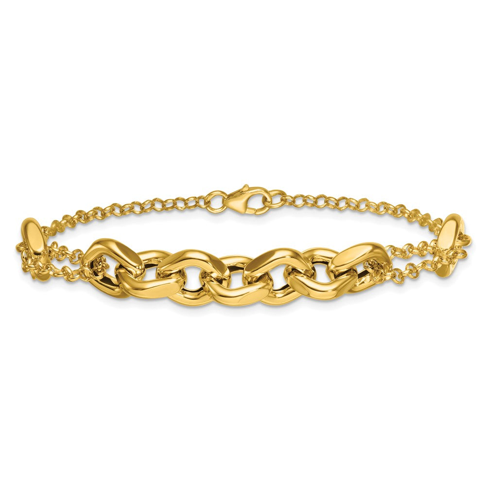 14K Yellow Gold Polished Fancy Multi Link 7.5 Inch Bracelet