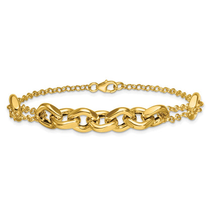 14K Yellow Gold Polished Fancy Multi Link 7.5 Inch Bracelet