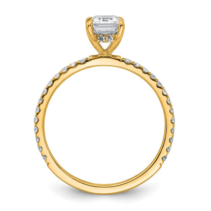 14K Yellow Gold 1 3/8 carat Certified Lab Grown Diamond VS+ F+ Emerald Complete Solitaire with Flair Engagement Ring