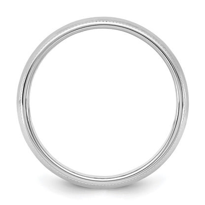 14k White Gold 5.5mm Milgrain Half Round Wedding Band Ring