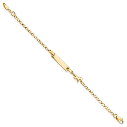 14K Yellow Gold Polished Horse and 17x5mm Plate 6 Inch Baby/Child ID Bracelet