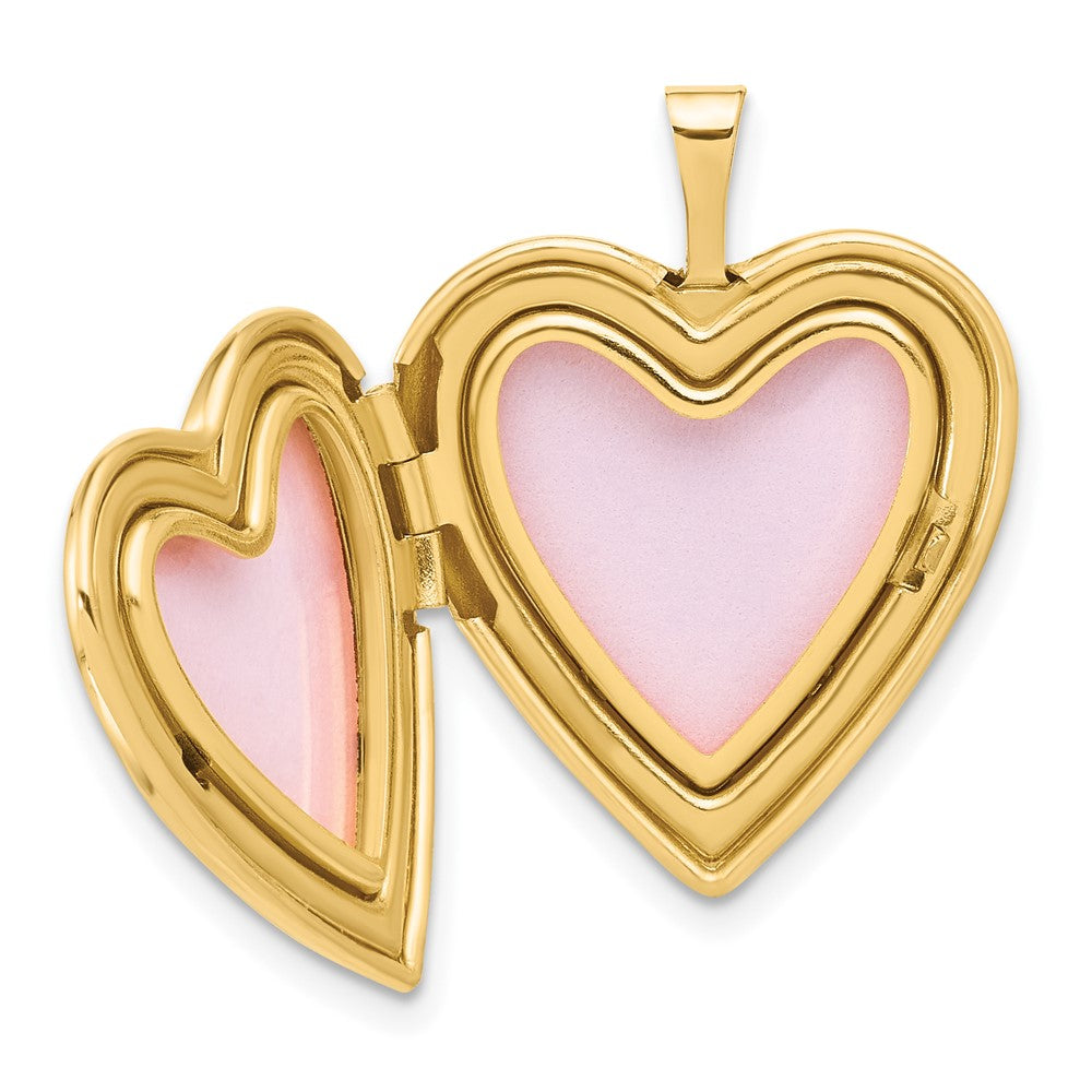 14K Yellow Gold Polished Diamond Scrolled 20mm Heart Locket