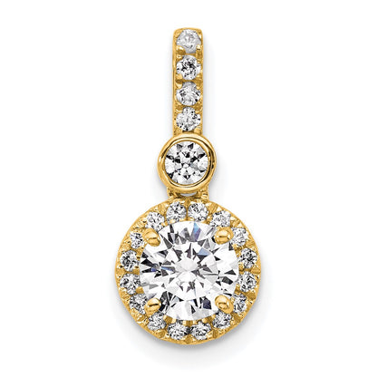 14K Yellow Gold 1 carat Lab Grown Diamond VS/SI+ G+ Round Complete Halo Pendant