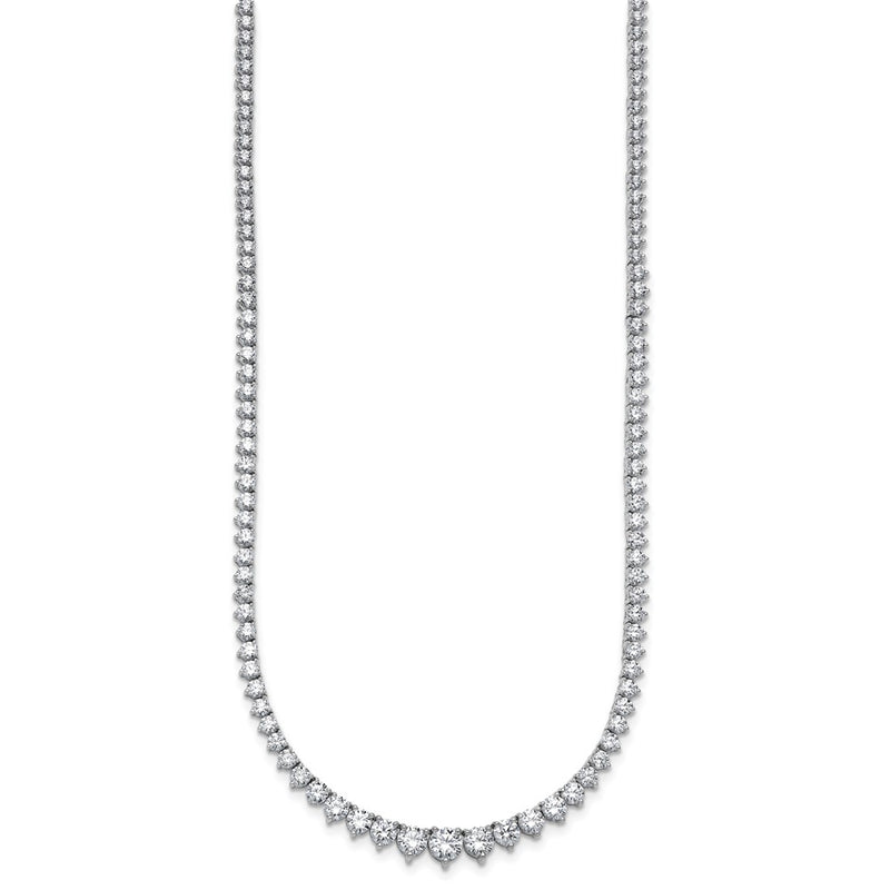 14K White Gold 10 7/8 carat Certified Lab Grown Diamond VS/SI+ G+ Complete Round 18 Inch Graduated Tennis Necklace