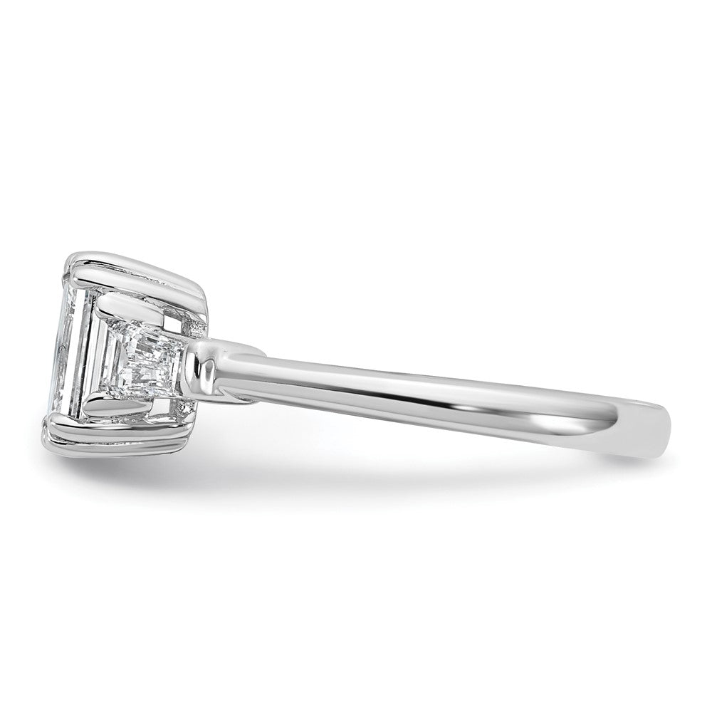 14K White Gold 1/2ct Lab Grown Dia VS+ F+ Emerald Center Semi-Mount Eng Ring