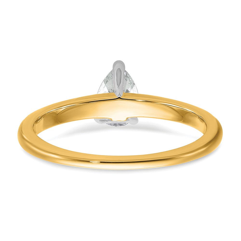 14K Two-Tone Gold Two-tone 1/2 carat Certified Lab Grown Diamond VS+ F+ Pear Solitaire Complete Engagement Ring