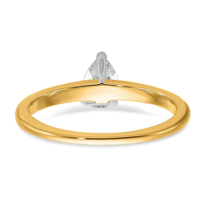 14K Two-Tone Gold Two-tone 1/2 carat Certified Lab Grown Diamond VS+ F+ Pear Solitaire Complete Engagement Ring