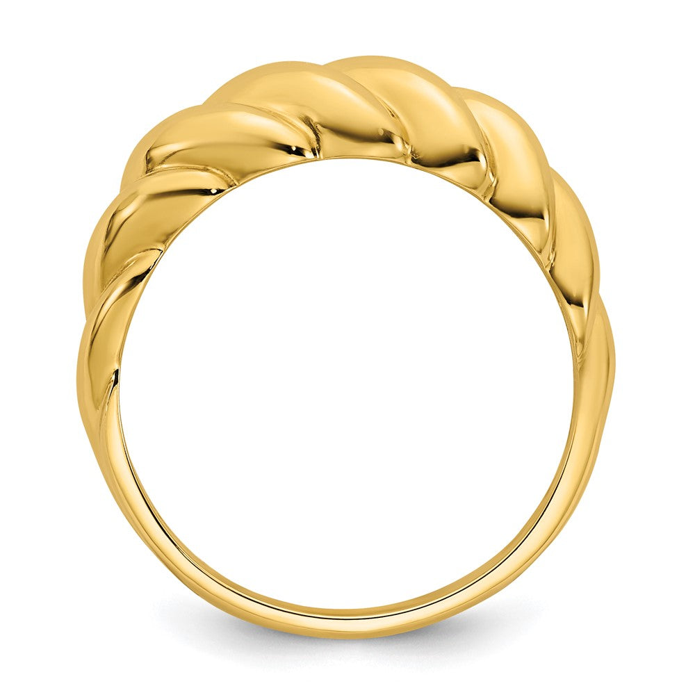 14K Yellow Gold Polished Twisted Domed Size 7 Ring