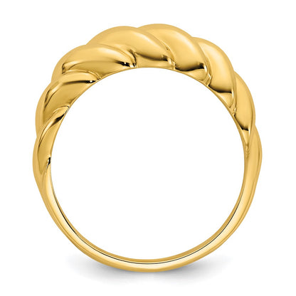14K Yellow Gold Polished Twisted Domed Size 7 Ring