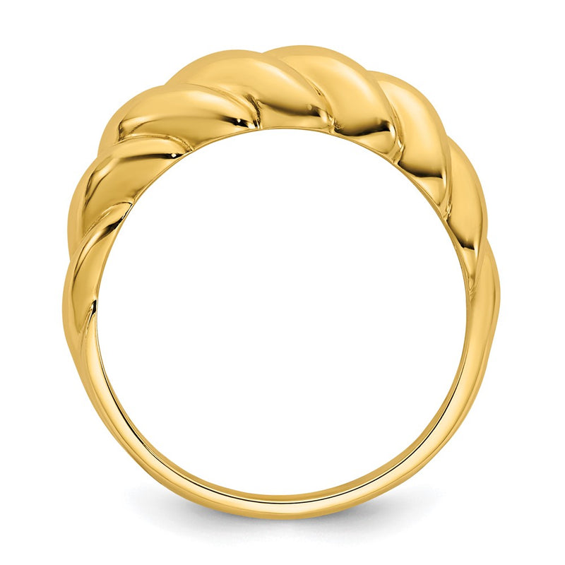 14K Yellow Gold Polished Twisted Domed Size 7 Ring