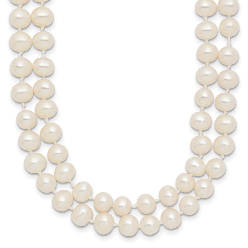 14K Yellow Gold 5-6mm Near Round Freshwater Cultured Pearl Double Strand 18 Inch Necklace