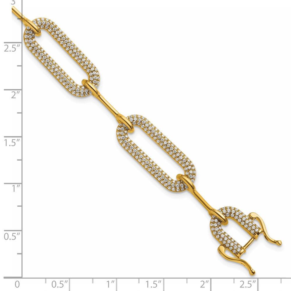 14K Yellow Gold Polished Complete 3.25 carat Diamond Paperclip Link 7 Inch Bracelet