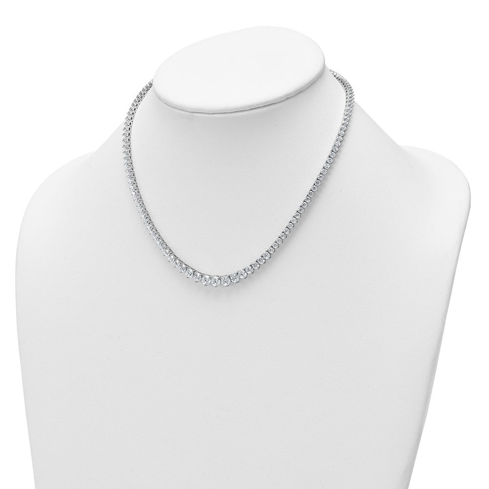 14K White Gold 15 1/10 carat Certified Lab Grown Diamond VS+ F+ Complete Round 16 Inch Graduated Tennis Necklace