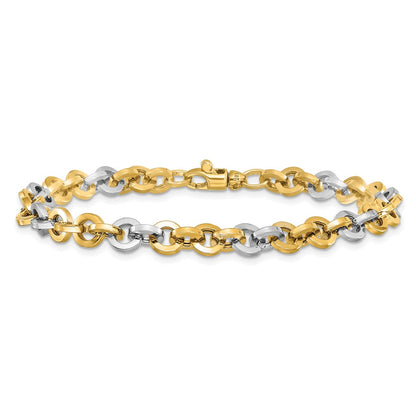 14K White Gold Two-tone Polished Link Bracelet