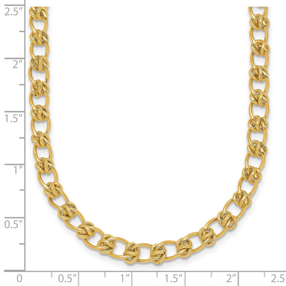 14K Yellow Gold Polished and Textured 5.0mm Fancy Knot Link 7.5 Inch Bracelet