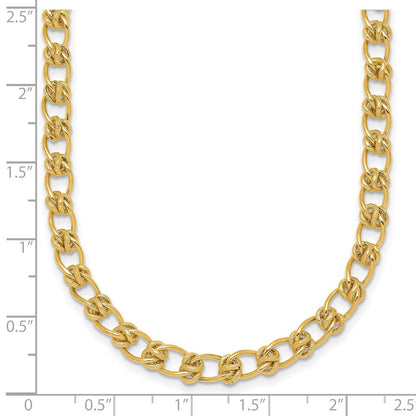 14K Yellow Gold Polished and Textured 5.0mm Fancy Knot Link 7.5 Inch Bracelet