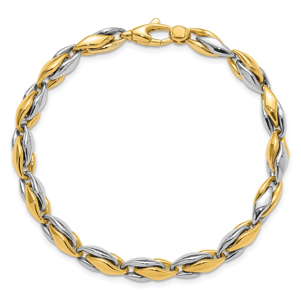 14K Two-Tone Gold Two-tone Polished 5.6mm Fancy Link Chain Bracelet