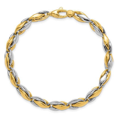14K Two-Tone Gold Two-tone Polished 5.6mm Fancy Link Chain Bracelet