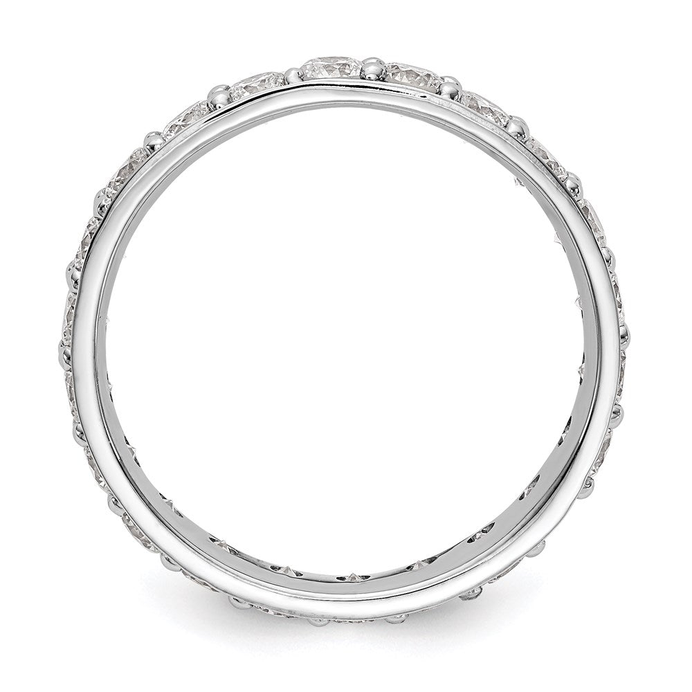 14K White Gold Polished Vintage 2ct Diamond Eternity Wedding Band Ring