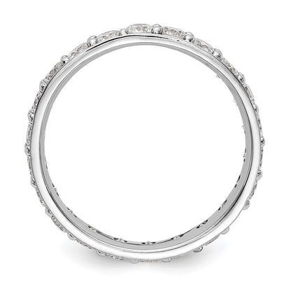 14K White Gold Polished Vintage 2ct Diamond Eternity Wedding Band Ring