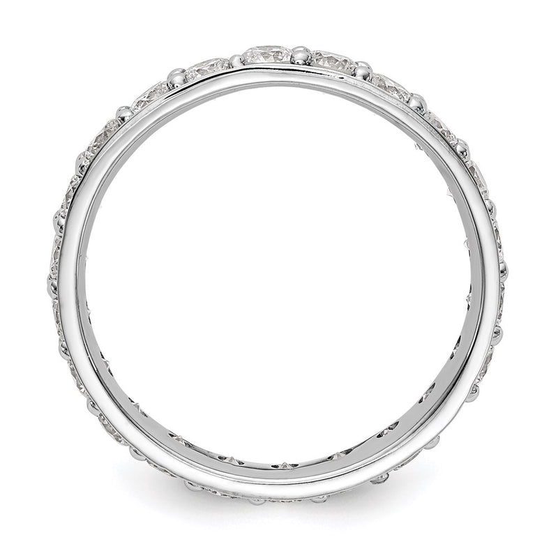 14K White Gold Polished Vintage 2ct Diamond Eternity Wedding Band Ring