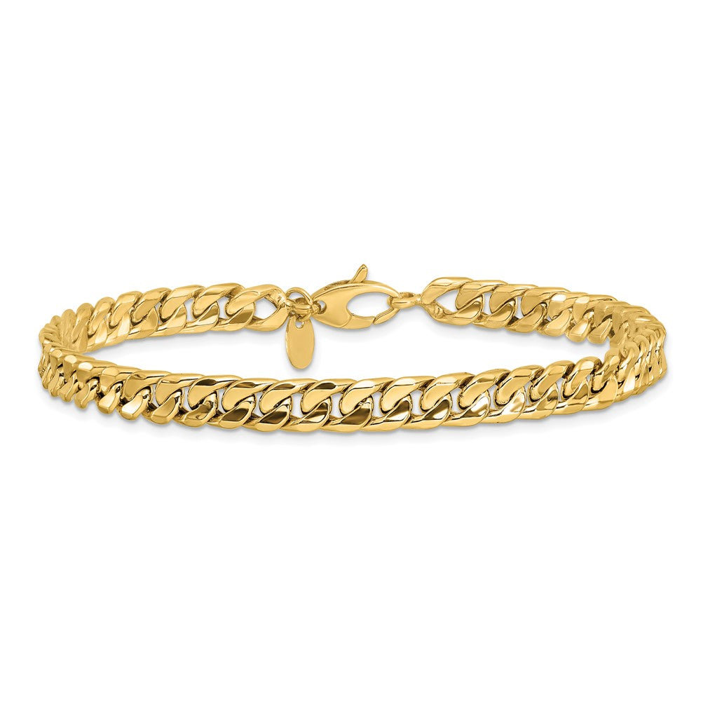 14K Yellow Gold Polished 6.00mm Fancy Concave Curb Link 8.5 Inch Bracelet