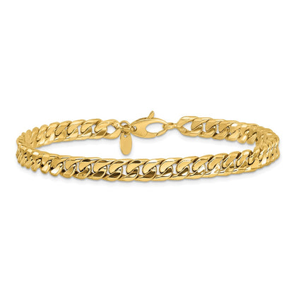 14K Yellow Gold Polished 6.00mm Fancy Concave Curb Link 8.5 Inch Bracelet