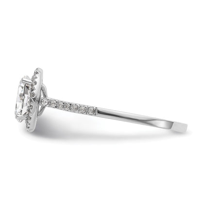 14K White Gold Halo (Holds 1 carat (7x5mm) Oval Center) 1/4 carat Diamond Semi-mount Engagement Ring