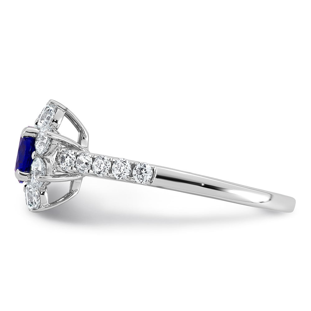14K White gold VS/SI G+ Lab Grown Diamond and AAA quality Genuine Blue Sapp