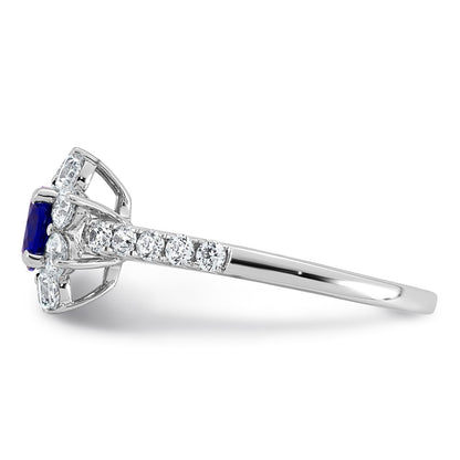 14K White gold VS/SI G+ Lab Grown Diamond and AAA quality Genuine Blue Sapp