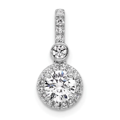 14K White Gold 1 carat Certified Lab Grown Diamond VS/SI+ G+ Round Complete Halo Pendant