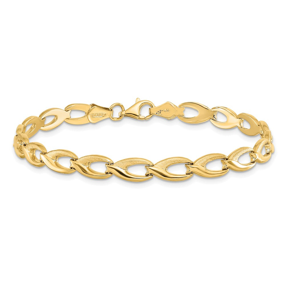 14K Yellow Gold Fancy Link 7.25 Inch Bracelet