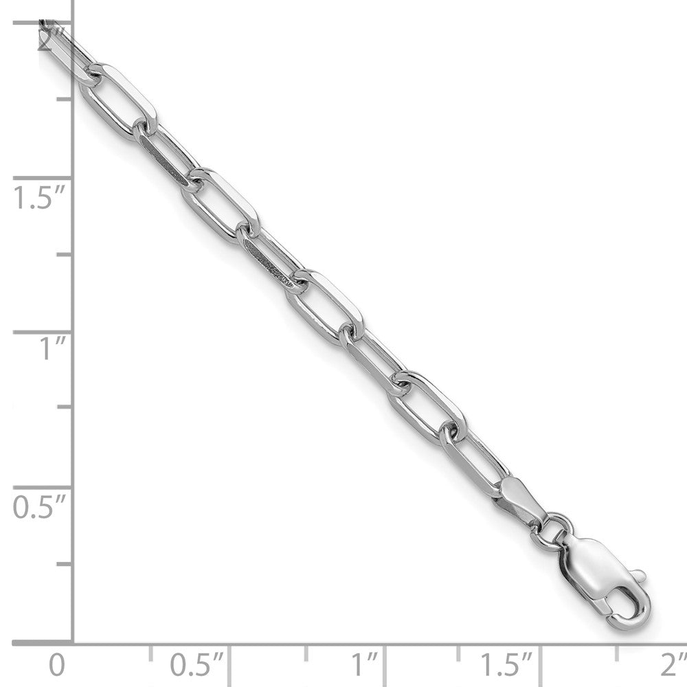 14K White Gold 3.5mm Solid Beveled Paperclip Chain Bracelet