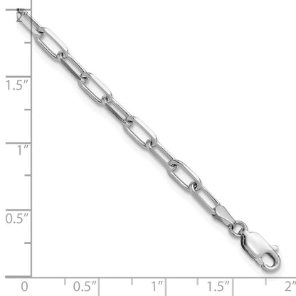 14K White Gold 3.5mm Solid Beveled Paperclip Chain Bracelet