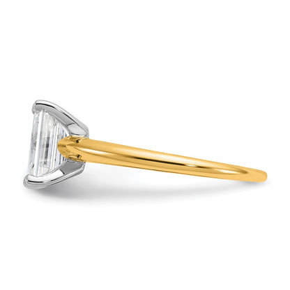 14K Two-Tone Gold Two-tone 1 1/2 carat Lab Grown Diamond VS+ F+ Emerald Solitaire Complete Engagement Ring