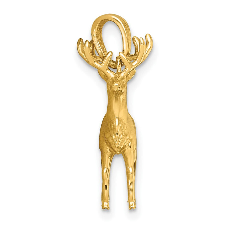 14K Yellow Gold Polished 3-D Reindeer Charm