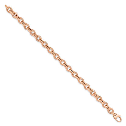14K Rose Gold Textured Link 7.5 Inch Bracelet
