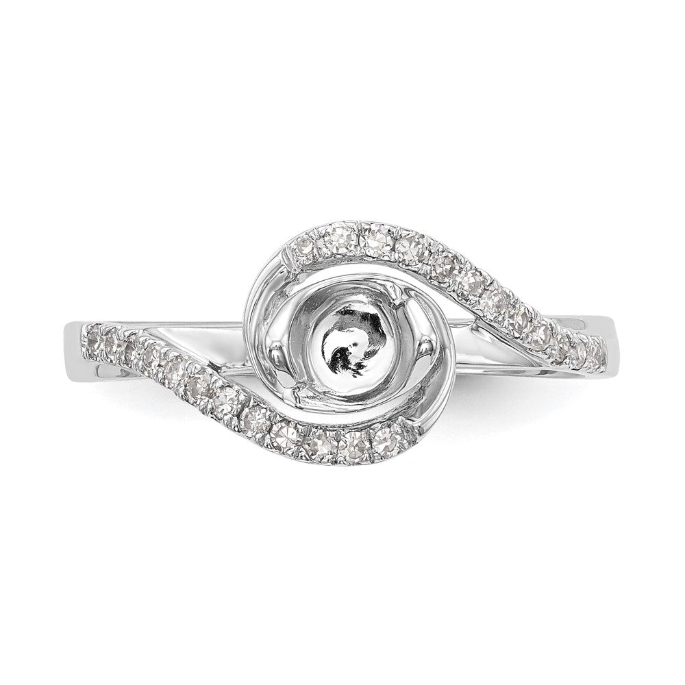 14K White Gold By-Pass (Holds 1/3 carat (4.5mm) Round Center) 1/6 carat Diamond Semi-mount Engagement Ring