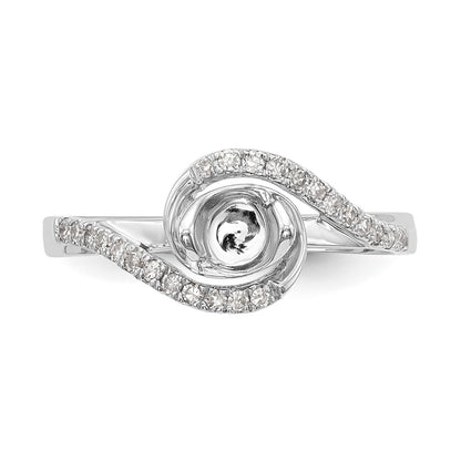 14K White Gold By-Pass (Holds 1/3 carat (4.5mm) Round Center) 1/6 carat Diamond Semi-mount Engagement Ring