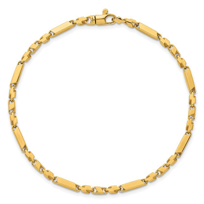 14K Yellow Gold Polished Fancy Bar Link 8 Inch Bracelet