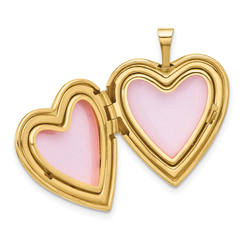 14K Yellow Gold Polished Diamond FOREVER IN MY HEART Script 20mm Heart Locket