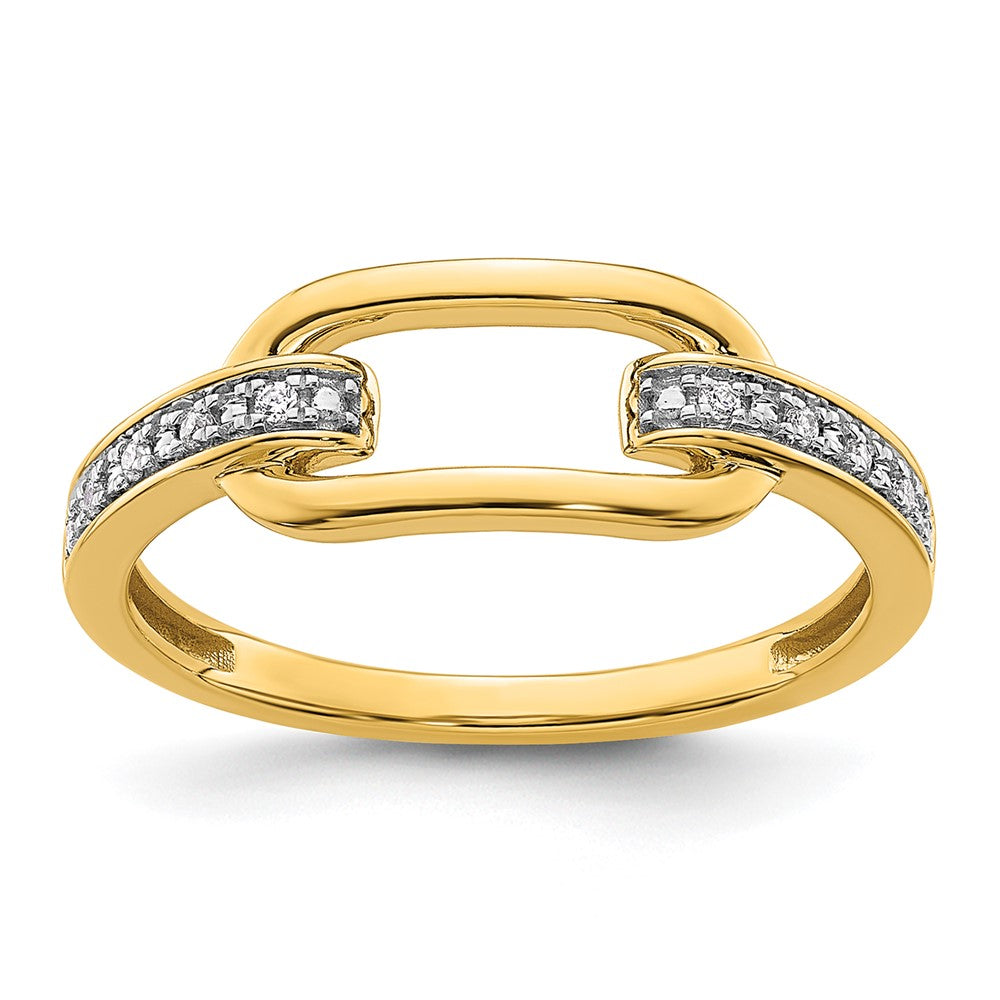 14K Yellow Gold Polished Diamond Link Fashion Ring
