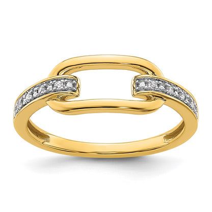 14K Yellow Gold Polished Diamond Link Fashion Ring