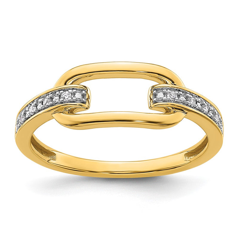 14K Yellow Gold Polished Diamond Link Fashion Ring