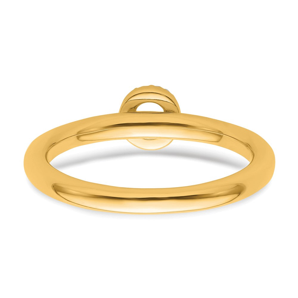 14K Yellow Gold Stackable Diamond Initial O Size 7 Ring