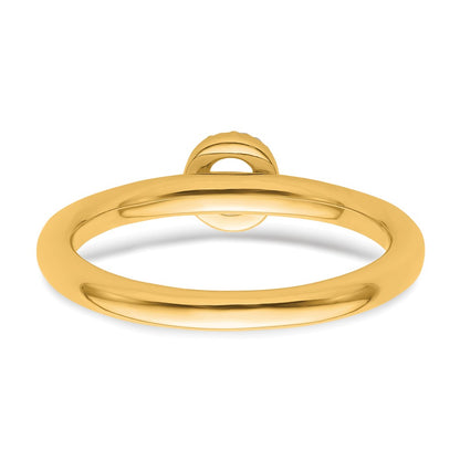 14K Yellow Gold Stackable Diamond Initial O Size 7 Ring