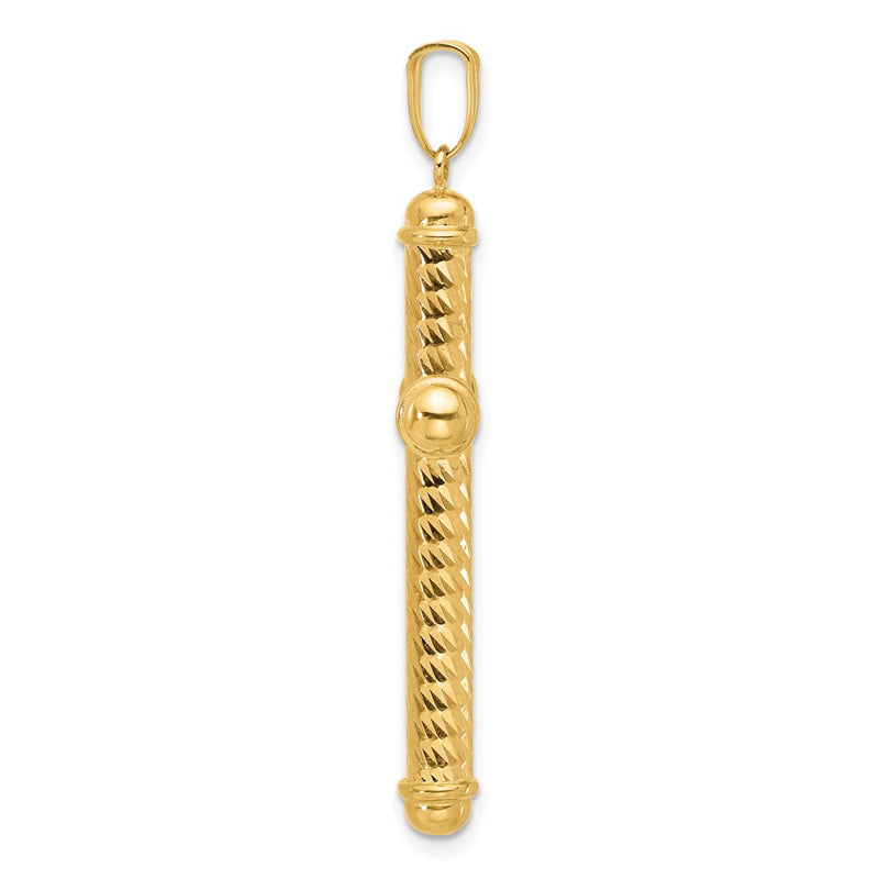 14K Yellow Gold Polished and Diamond-cut Cross Pendant